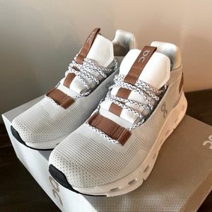 On Cloud Cloudnova Running Shoes White Pearl Brown